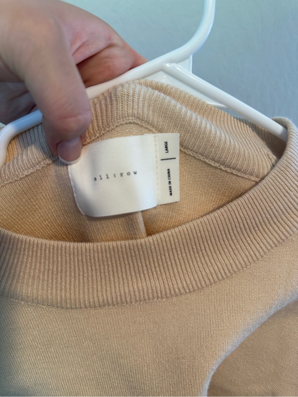 Allison Izu Soft Beige Crewneck Sweater L